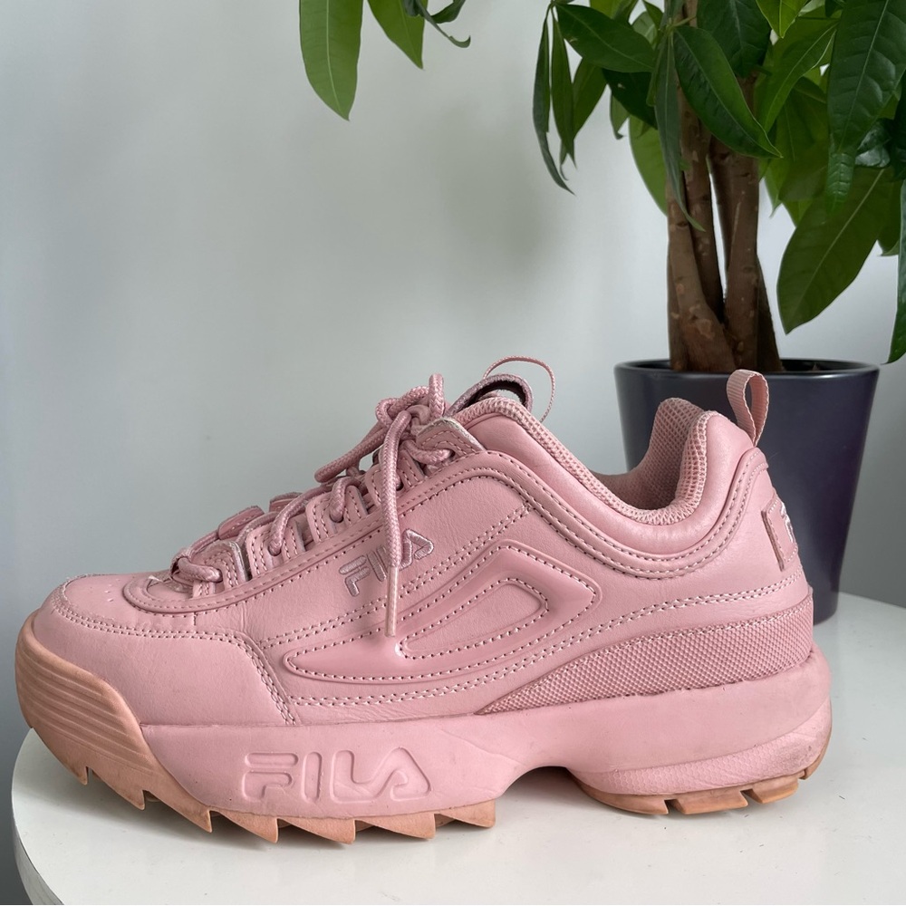 Women Size 7 Fila Pink Disruptor II Premium Platform Casual Sneakers Shoes